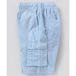 Pine Kids Cargo Checks Shorts Softener Wash - Blue