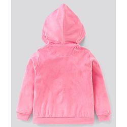 Pine Kids Full Sleeves Velour Set with Hoodie and Trouser - Pink