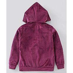 Pine Kids Full Sleeves Velour Set with Hoodie and Trouser - Purple