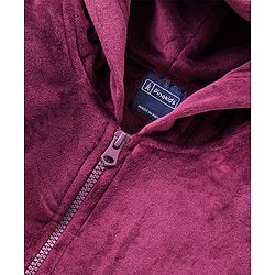 Pine Kids Full Sleeves Velour Set with Hoodie and Trouser - Purple