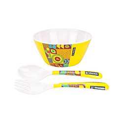 Pine Kids Melamine Bowl With Fork And Spoon Yellow - Pack Of 3