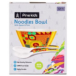 Pine Kids Melamine Bowl With Fork And Spoon Yellow - Pack Of 3