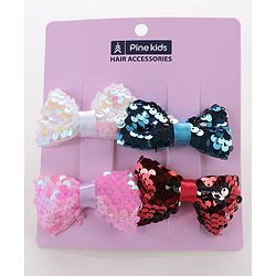 Pine Kids Bow & Butterfly Clips Pack Of 4 - Multicolor