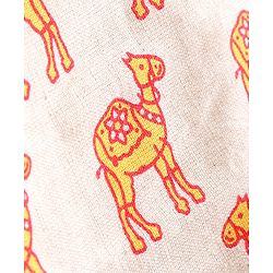 Pine Kids Full Sleeves Kurta Pyjama Set with Camel Printed Nehru Jacket & Mask - Light Yellow