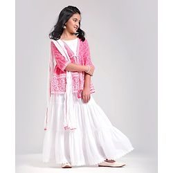 Pine Kids Printed Indo Western Ethnic Set - Pink