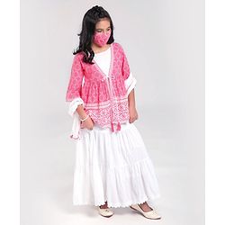 Pine Kids Printed Indo Western Ethnic Set - Pink