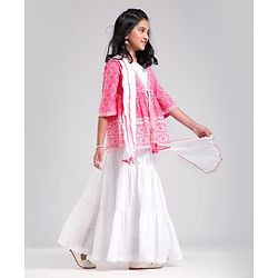 Pine Kids Printed Indo Western Ethnic Set - Pink