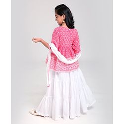 Pine Kids Printed Indo Western Ethnic Set - Pink