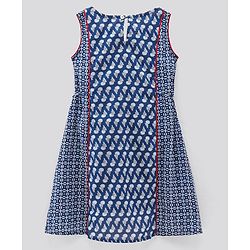 Pine Kids Printed Ethnic Dresses with Hair Band - Blue