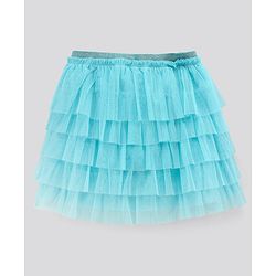 Pine Kids Above Knee Length Mesh Layer Skirt - Blue