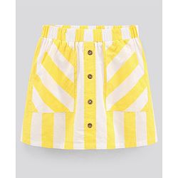 Pine Kids Above Knee Length Softener Washed Skirt Stripes Print - Yellow