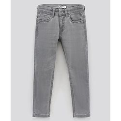 Pine Kids Full Length Denim Jeans With Enzyme Wash - Grey