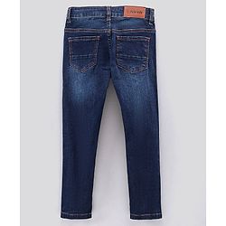 Pine Kids Full Length Denim Jeans Enzyme Washed with Whiskers - Medium Blue