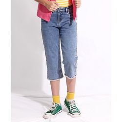 Pine Kids Capri Length Enzyme Wash Jeans - Light Blue