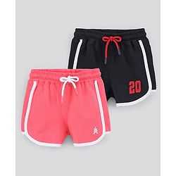 Pine Kids Shorts With Organic Cotton & Biowash Pack of 2 - Pink Navy