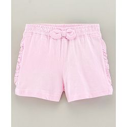 Pine Kids Knee Length Solid Color Shorts with Organic Cotton and Biowash - Blue Pink