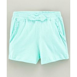 Pine Kids Knee Length Solid Color Shorts with Organic Cotton and Biowash - Blue Pink