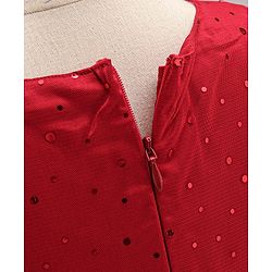 Pine Kids Biowash Party Wear Sleeveless Frock Foil Detailing - Red