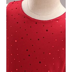Pine Kids Biowash Party Wear Sleeveless Frock Foil Detailing - Red