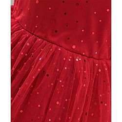 Pine Kids Biowash Party Wear Sleeveless Frock Foil Detailing - Red