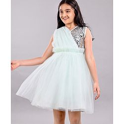 Pine Kids Sleeveless Partywear Dress Sequin Embellished - Blue