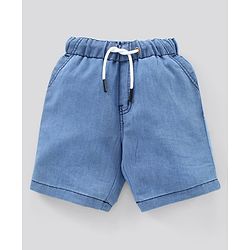 Pine Kids Half Sleeves Biowashed Solid T-Shirt and Shorts Set - Blue