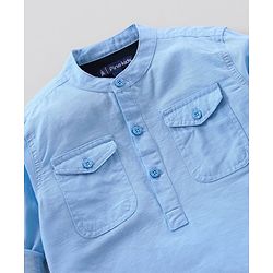 Pine Kids Half Sleeves Biowashed Solid T-Shirt and Shorts Set - Blue