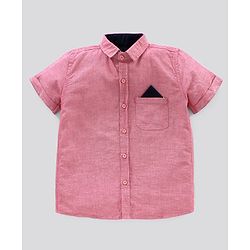 Pine Kids Half Sleeve Shirt and Shorts Set with Bow - Pink Navy