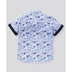 Pine Kids Half Sleeve Party Wear Shirt and Shorts Set with Bow Floral Print - Blue