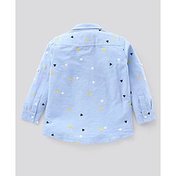 Pine Kids Full Sleeves Shirt with Shorts Set Softener Wash Triangles Print - Blue Beige