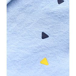 Pine Kids Full Sleeves Shirt with Shorts Set Softener Wash Triangles Print - Blue Beige