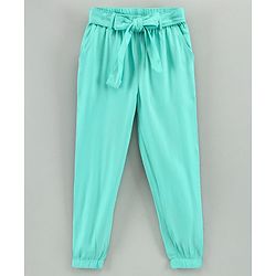 Pine Kids Full Length Solid Color Lounge Pants With Tie-Up At Waistband - Green