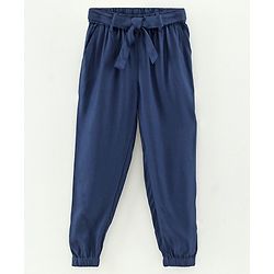 Pine Kids Full Length Solid Color Lounge Pants With Tie-Up At Waistband - Blue