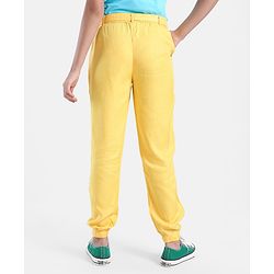 Pine Kids Full Length Solid Color Lounge Pants With Tie-Up At Waistband - Yellow