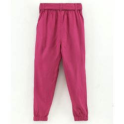 Pine Kids Full Length Solid Color Lounge Pants With Tie-Up At Waistband - Pink
