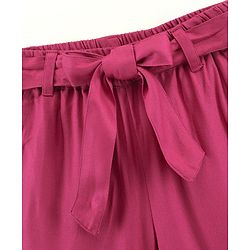 Pine Kids Full Length Solid Color Lounge Pants With Tie-Up At Waistband - Pink