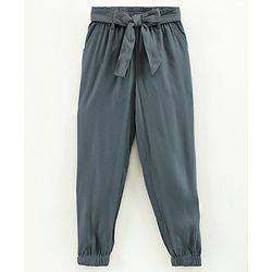 Pine Kids Full Length Solid Color Lounge Pants With Tie-Up At Waistband - Grey