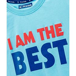 Pine Kids Biowashed Half Sleeves Tee Text Print - Blue