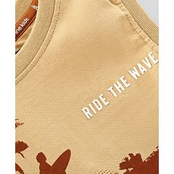 Pine Kids Sleeveless T-Shirt Beach Print - Brown