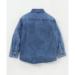 Pine Kids Full Sleeves Indigo Solid Shirt Enzyme Wash - Blue