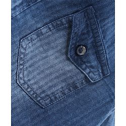 Pine Kids Full Sleeves Indigo Solid Shirt Enzyme Wash - Blue
