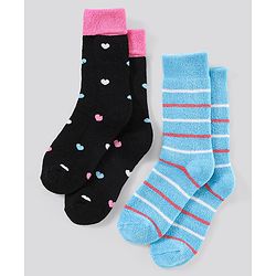 Pine Kids Anti Microbial Washed Soft Terry Socks Set of 2 Pairs - Black Blue