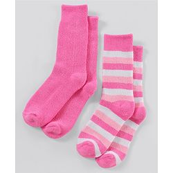 Pine Kids Anti Microbial Washed Soft Terry Socks Set of 2 Pairs - Pink