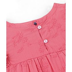 Pine Kids Puff Sleeves Top Floral Embroidery - Light Pink