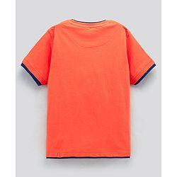 Pine Kids Half Sleeves Biowashed T-Shirt Text Print - Orange