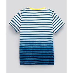 Pine Kids Half Sleeves Biowashed T-Shirt Stripes Print - Blue