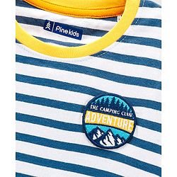 Pine Kids Half Sleeves Biowashed T-Shirt Stripes Print - Blue