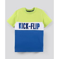 Pine Kids Half Sleeves Biowashed T-Shirt Text Print - Multicolor