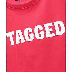 Pine Kids Half Sleeves T-Shirt Text Print - Red
