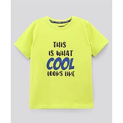 Pine Kids Half Sleeves Biowashed T-Shirt Text Print - Green